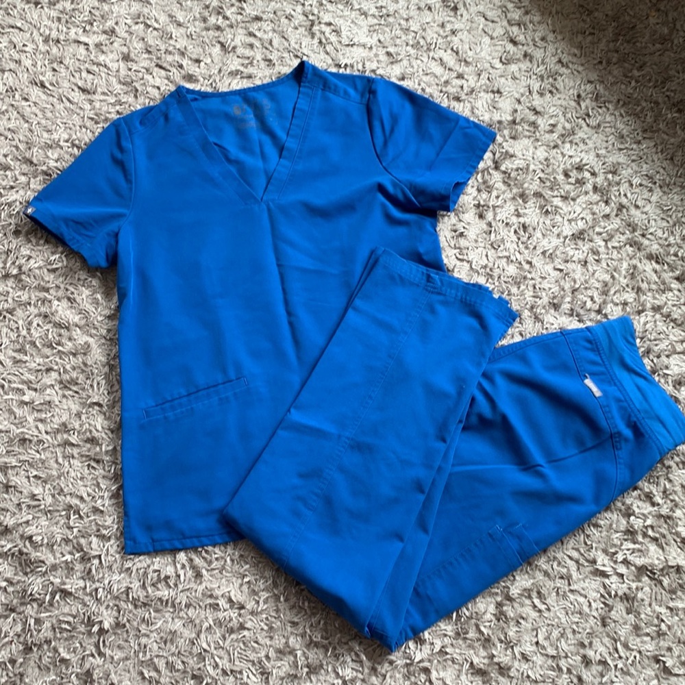 Set of royal blue Figs scrubs Technical Collection